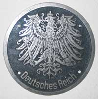Eigentumsschild Deutsches Reich, rund, Eisenguss, Riffelgrund mit Rand
