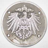 Eigentumsschild der K.D.E.V., der Deutschen Kolonien. Eisenguss, Riffelgrund mit Rand