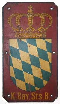 Eigentumsschild der K.Bay.Sts.B., lackiert. Fr Gterwagen