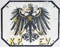 Eigentumsschild der K.P.E.V. Adler lackiert. Für Güterwagen, lackiert.