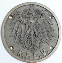 Eigentumsschild der K.P.E.V., Messingguss, erhaben
