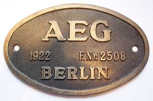 AEG, 2508, 1922, von DRG 38 4024, Eisenguss, Riffelgrund mit Rand