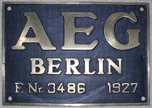 DRG, AEG 3486, 1927 von 64 027, 297x21cm, Messingguss, Riffelgrund mit Rand