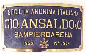 Ansaldo Nr. 1264, 1922, Messingguss mit Rand, von FS-623.128