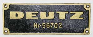 Deutz 56702, 1957, von V60 015, Messingguss, Riffelgrund mit Rand, rechteckig