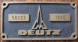 Deutz 58333, 1968, Messing, von DB 290 163, 149x74mm