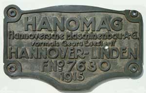 Hanomag, Fabrik-Nr. 7630, 1915, Zinkguss mit Rand, von 1435mm, Brikettwerk Grozssen