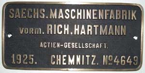 Hartmann 4649, 1925, Messing, Zylinderschild von 99 687