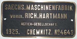 Hartmann 4649, 1925, Messing, Zylinderschild von 99 687