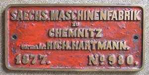 Hartmann 980, 1877 La Roda, Messingguss mit Rand, eine von zwei Maschinen fr Spanien