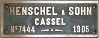 Henschel&Sohn, Nr. 7444, 1905, Messingguss mit Rand