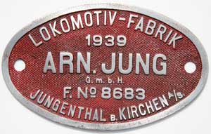 Jung, 8683, 1939, von DRG 41 294, Aluguss, oval, Riffelgrund mit Rand