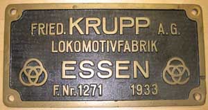 Krupp 1271 1933 von 03 102 in Messing, Riffelgrund mit Rand