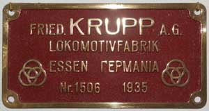 Krupp 1506, 1935, von 1C1h2t, Meterspur, Thessalische Eisenbahn, 180x350mm, Messingguss