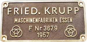 Krupp 3679, 1957 Aluguss, Riffelgrund mit Rand