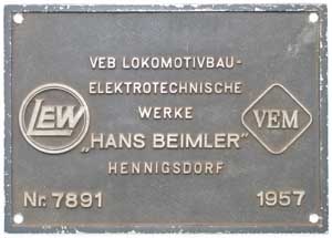 LEW 7891, 1957, Aluguss, Riffelgrund mit Rand, von Zechenlok El2, BKW Muschlen, Geiseltal