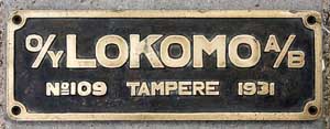 Lokomo-Tampere, No. 109, 1931, Messingguss mit Rand