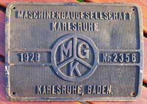 Maschinenbaugesellschaft Karlsruhe, Nr. 2356, 1928, Messingguss