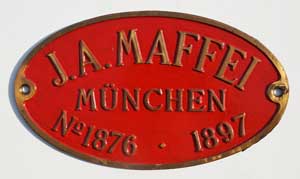 Fabrikschild Maffei, Fabriknummer: 1876, Baujahr: 1897, von CFO 77, TCDD