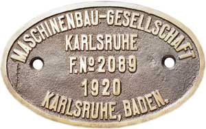 Maschinenbaugesellschaft Karlsruhe 2089, 1920 von Baureihe 75 1003