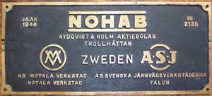 Nohab, 2135, 1946, Messingguss, Riffelgrund mit Rand, Dampflok 4009 der NS, 50cm