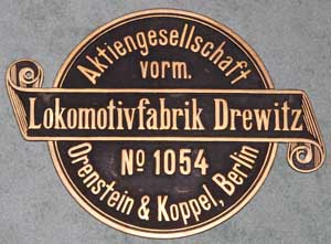 O&K Drewitz, Nr. 1054 Messingguss, von Dampfspeicherlok