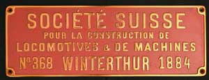 SLM 368, 1884, Messingguss mit Rand, Schild von 1`Cn 2t Meterspurlok Portugal, "Caminho de ferro de Guimaraes" Nr. 5