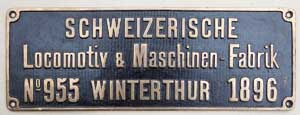 SLM, Fabrik-Nr. 955, 1896, Messingguss, Riffelgrund mit Rand, von SBB E3-3