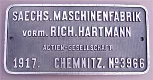 Saechsische Maschinenfabrik vorm. Rich. Hartmann., Lokschild 18 001, Eisenguss