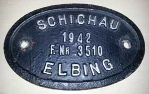 Schichau, Nr. 3510, 1942, Aluguss mit Rand, Ersatzschild vom Aw Freimann