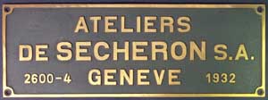 Secheron-Geneve, 2600-4, 1932,  Messingguss, Riffelgrund mit Rand
