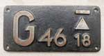 Deutschland (DDR), Gattungsschild der DRo: G46.18, Eisenguss, spitze Ziffern (GFeS). Dieses Gattungsschild ist von der BR 41.