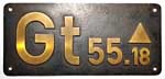 Deutschland (BRD), Gattungsschild der DB: Gt 55.18, Guss-Messing-Gro� (GMsG). BxH = 302 x 137 mm. Ein sehr sch�nes Gattungsschild von der BR 82.