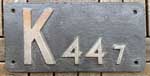 eutschland (DR), Gattungsschild der DDR: K44.7, Eisenguss (GFeS). BxH = 283 x 137 mm.