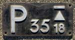 Deutschland (DDR), Gattungsschild der DRo: P 35.18, Guss Aluminium-Spitz (GAlS). Dreieck mit Balken. Von Baureihe 23.10.
