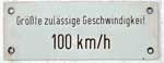 DB, Geschwindigkeitsschild von Elektrolokomotive 150-151-9
