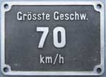 Geschwindigkeitsschild 70km/h, Aluguss, 14,7cm x 10,6cm