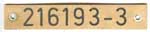 DB, Innenschild 216 193-3, Kunstharz-Schichtpressstoff, graviert