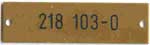 DB, Innenschild 218 103-0, Messing, graviert, Ersatzschild