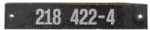 DB, Innenschild 218 422-4, Alu, silberfarben bedruckt