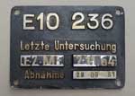 Innenschild von E10 236, Untersuchungsschild