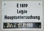 Innenschild E18 19 DRG, Untersuchungsschild