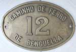 Angola, Caminho de Ferro de Benguella, Nr. 12. Messingguss mit Rand.