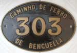 Angola, Caminho de Ferro de Benguella, Nr. 303. Messingguss mit Rand.