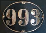 D�nemark (DSB), Lokschild der DSB: 993, Messing- / Bronzeguss, Riffelgrund mit Rand. Baureihe "E", BxH = 470 x 315 mm.