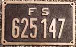 Italien, FS 625.147, Ansaldo ??/1923, Abnahme 1923, Ausmusterung ??, 200x335mm Messing-Guss mit Rand
