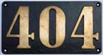 Schweiz (Rh.B.), Lokschild der Rh.B.: 404, Niet-Messing-Gro� (NMsG). BxH =&nbsp;420 x 220 mm. Seitenschild.