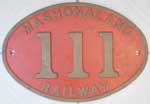 Rhodesia: Mashonaland Railway, No. 111,  Messingguss, oval,  mit Rand