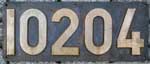 Schweiz, Lokschild der SBB: 10204. Eisenplatte, Messingziffern genietet (NMsG). BxH = 570 x 230 mm. Das Schild ist von einer Ae 3/5. Ein sehr sch�nes Lokschild ab Lok.
