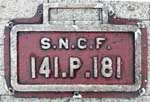 Frankreich, Lokschild der S.N.C.F.: 141.P.181, Aluminiumguss mit Rand (GAlGmR).